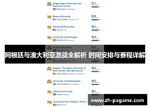 阿根廷与澳大利亚激战全解析 时间安排与赛程详解